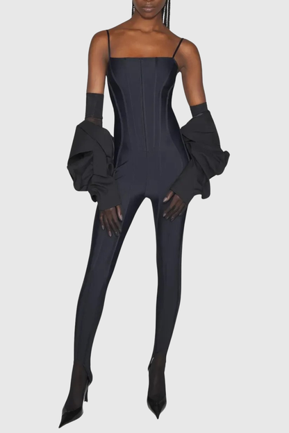 Rosina Panelled Corseted Leggings - Black