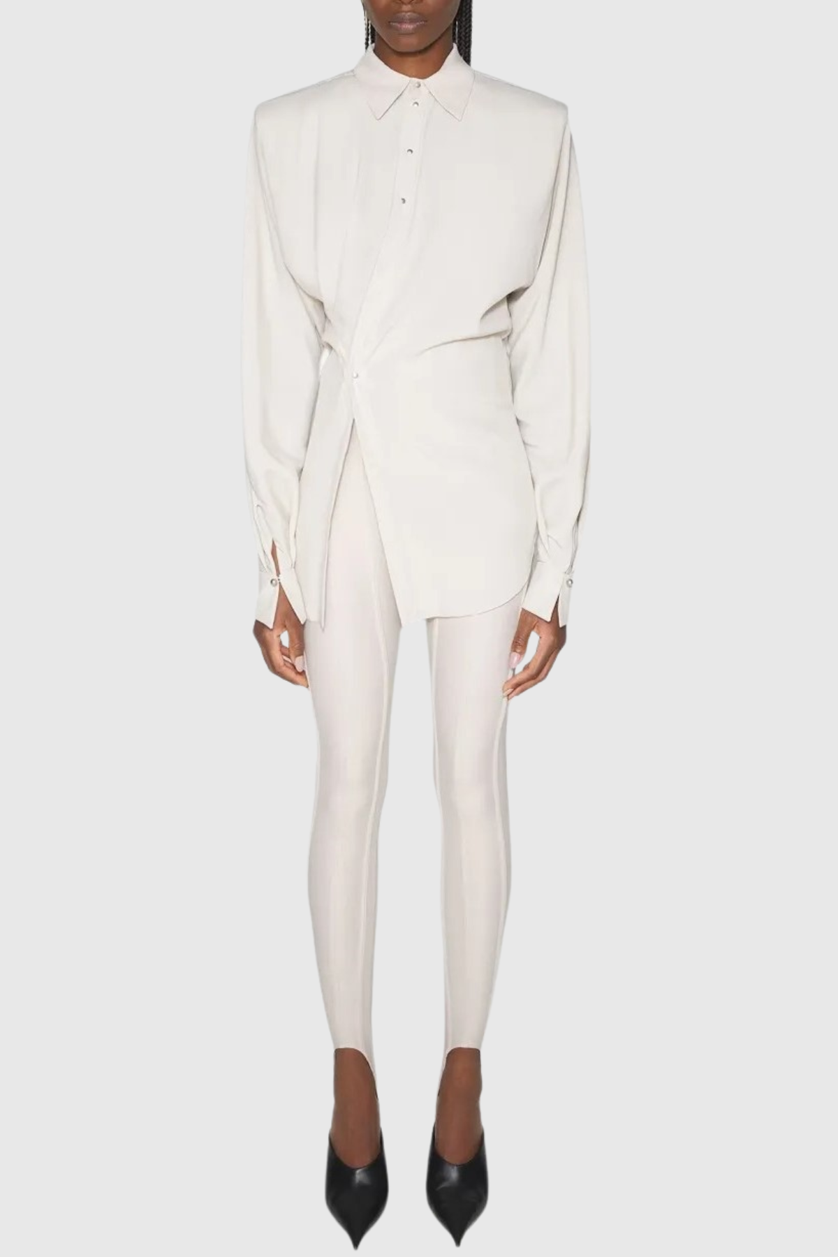 Rosina Panelled Corseted Leggings - White