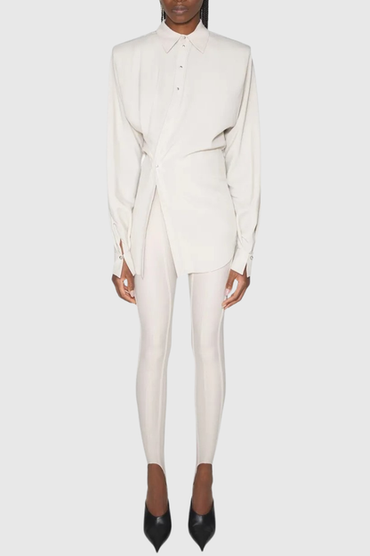 Rosina Panelled Corseted Leggings - White