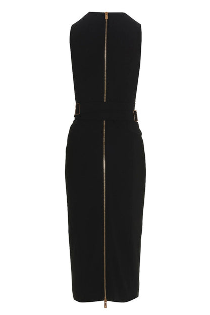 Saple V-neck Belted Embellished Midi Bandage Dress
