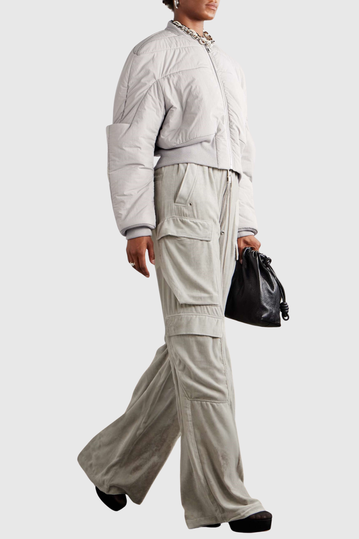 Scoro Cropped Bomber Jacket  - White