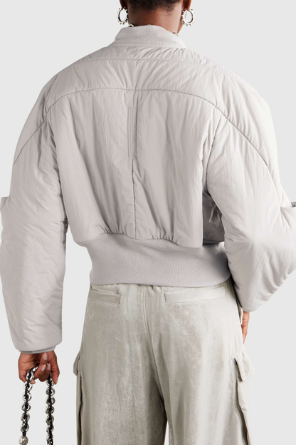 Scoro Cropped Bomber Jacket  - White