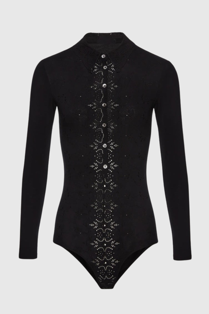 Simra Embroidered Bodysuit - Black