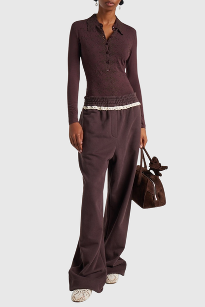 Simra Embroidered Bodysuit - Brown