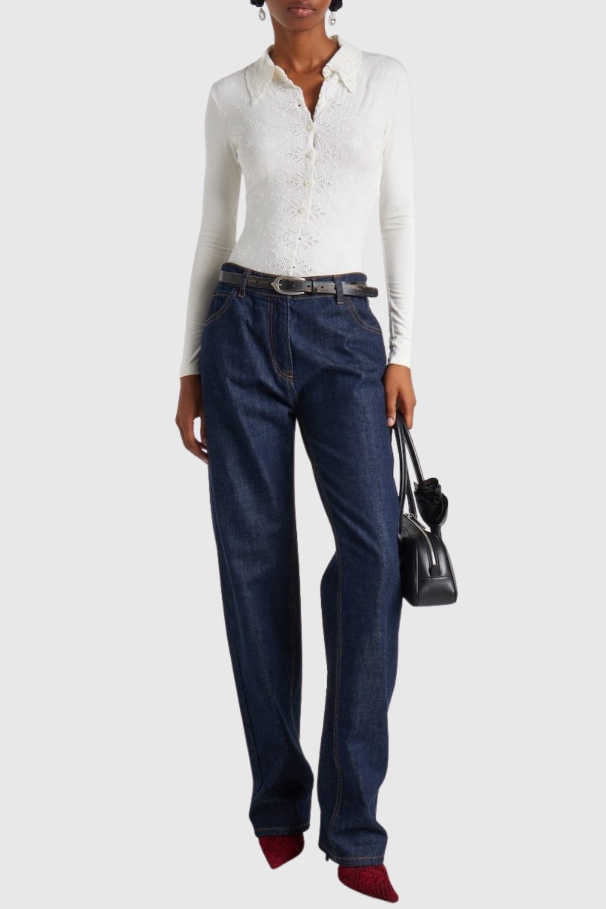 Simra Embroidered Bodysuit - White