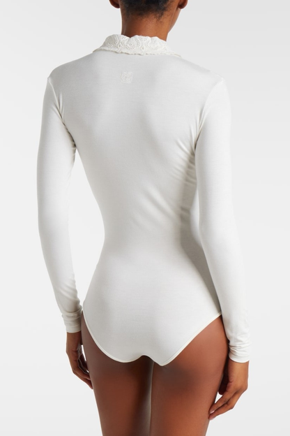 Simra Embroidered Bodysuit - White