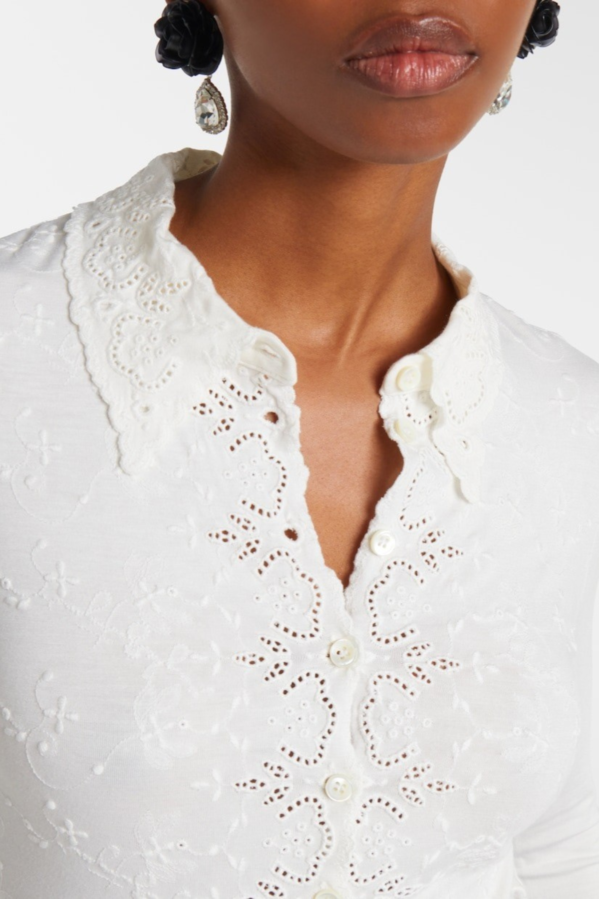 Simra Embroidered Bodysuit - White