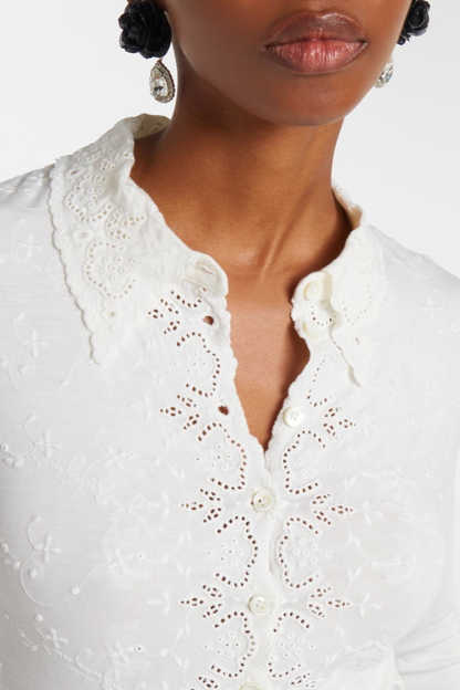 Simra Embroidered Bodysuit - White