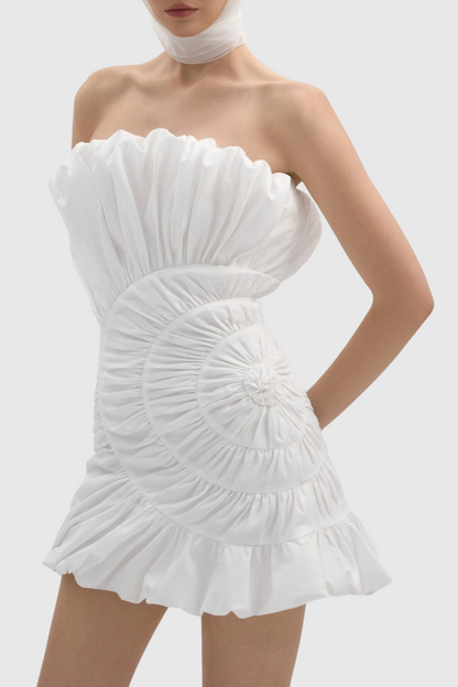 Tania Strapless Ruched Mini Dress - White