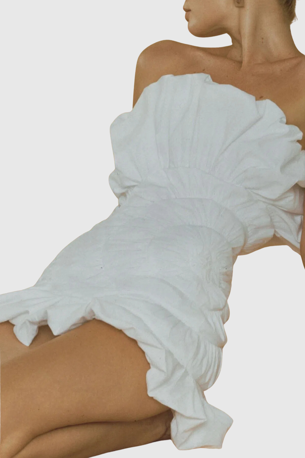 Tania Strapless Ruched Mini Dress - White