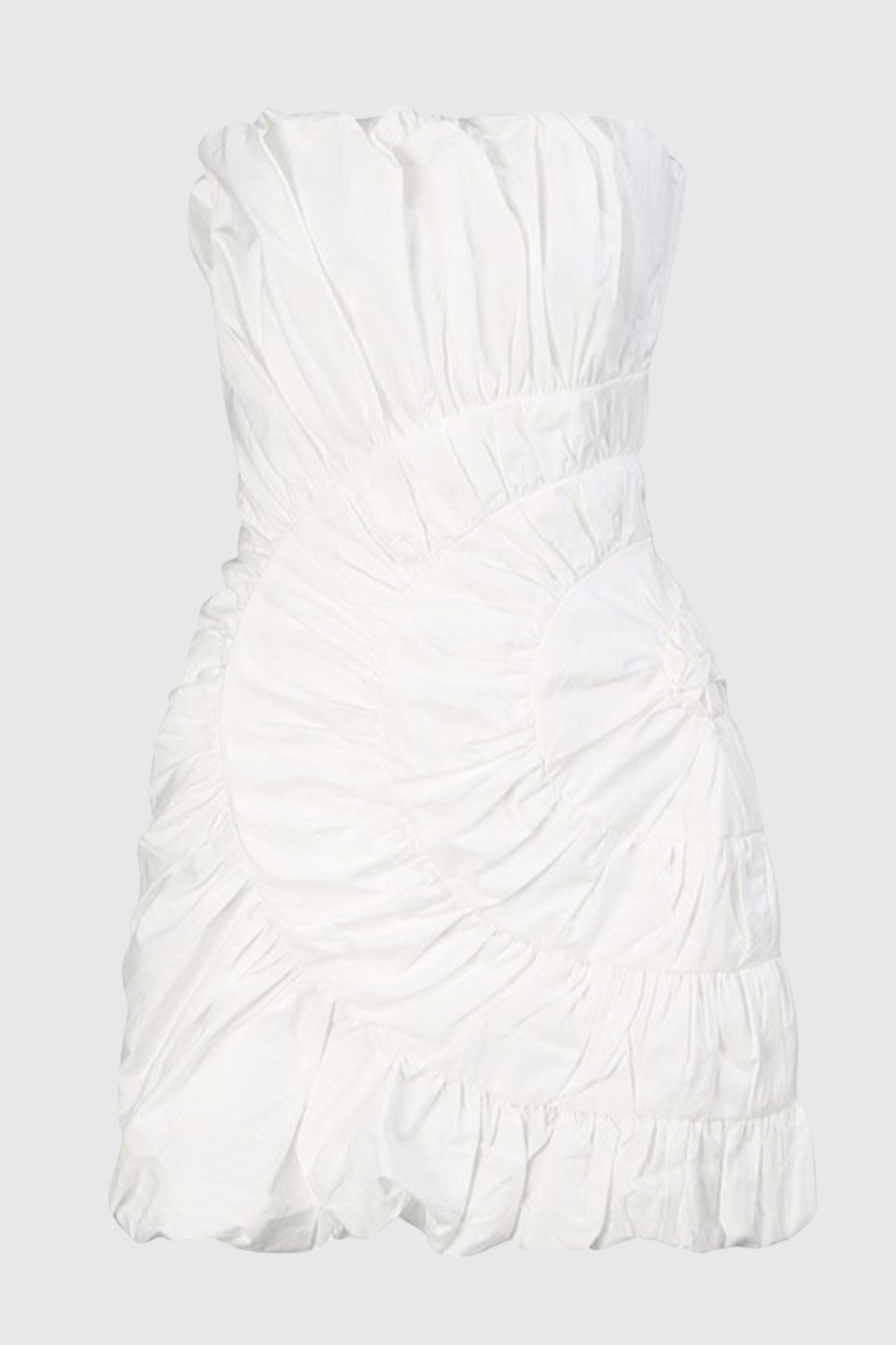 Tania Strapless Ruched Mini Dress - White