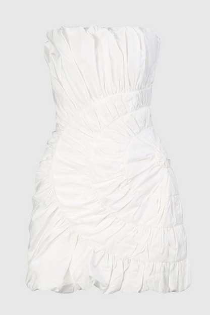 Tania Strapless Ruched Mini Dress - White
