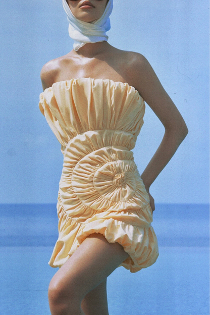 Tania Strapless Ruched Mini Dress - Yellow