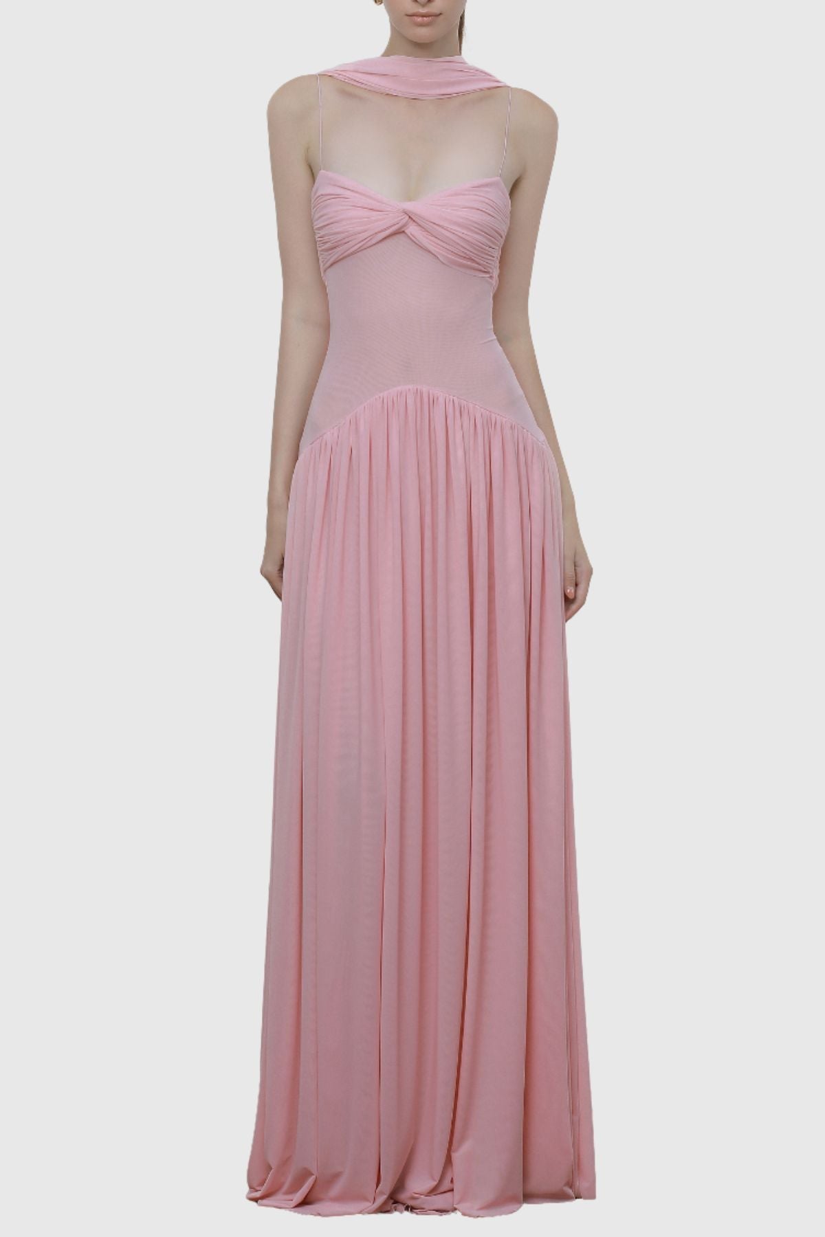 Tasmia Mesh Strapless Maxi Dress - Pink