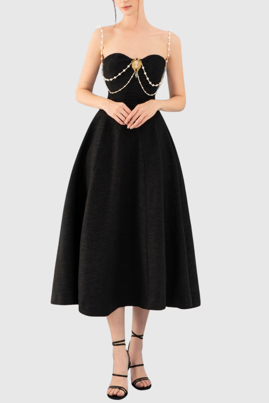 Tassa Pearl Embellished Midi Dress