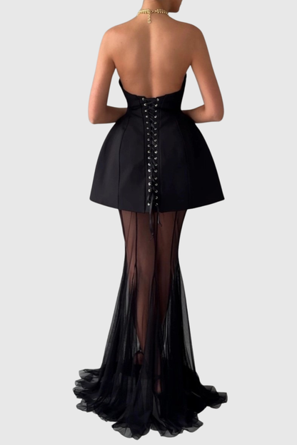 Terlin Strapless Top & Skirt Set - Black