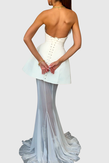 Terlin Strapless Top & Skirt Set - White