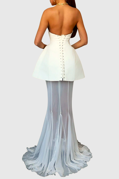 Terlin Strapless Top & Skirt Set - White