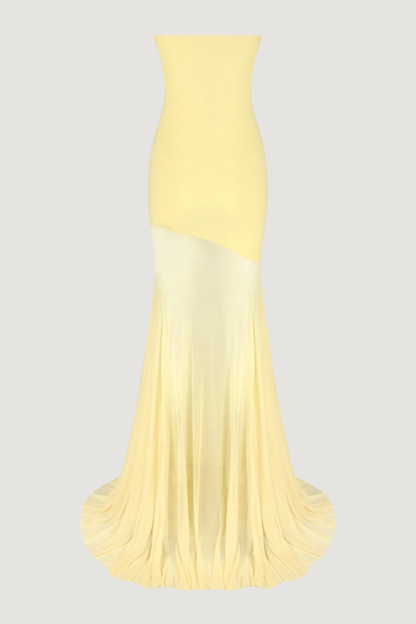 Tierna Strapless Sheer Tulle Maxi Dress