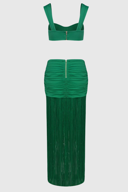 Tyonska Fringe Ruched Two Piece Set