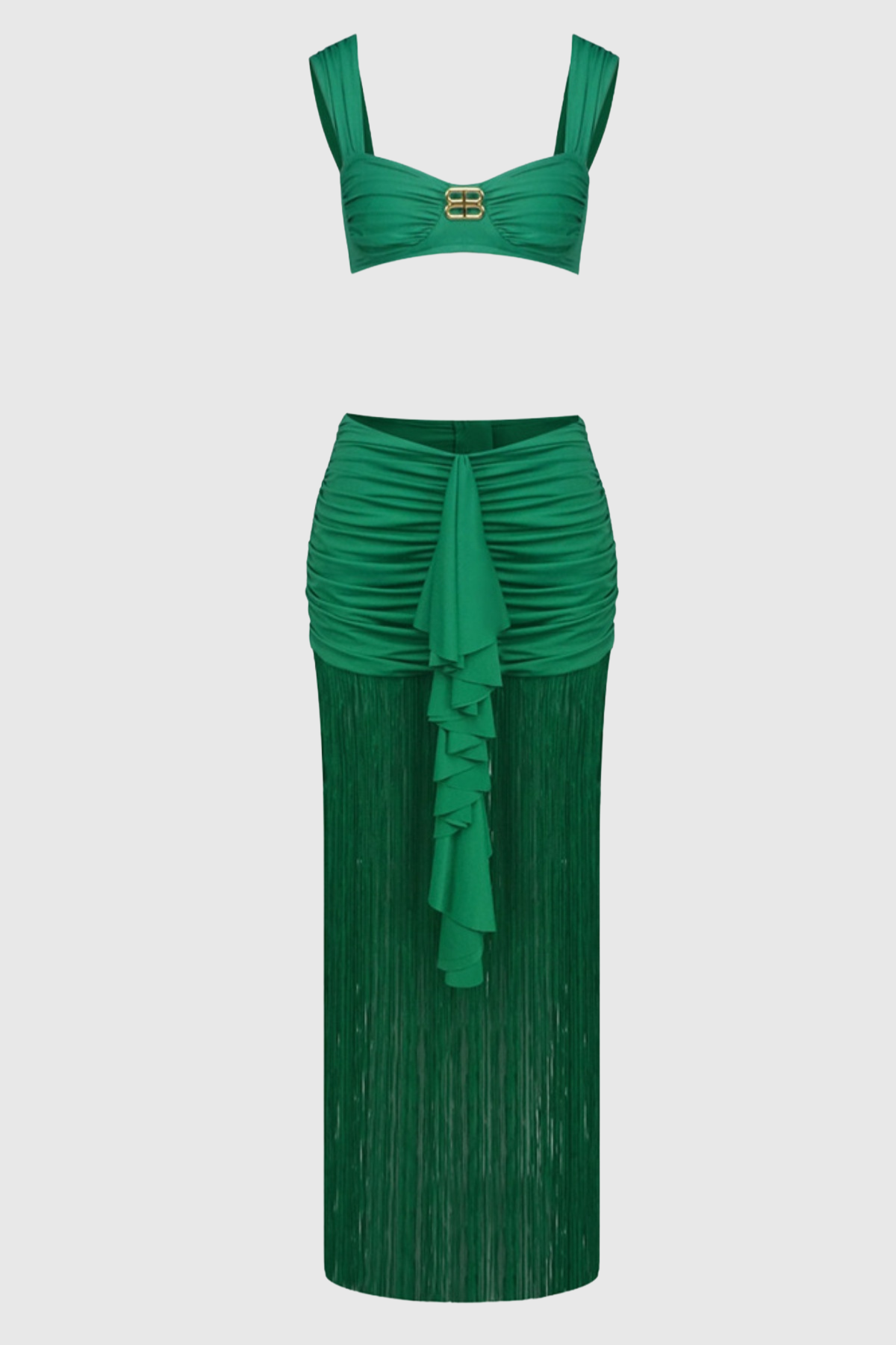 Tyonska Fringe Ruched Two Piece Set