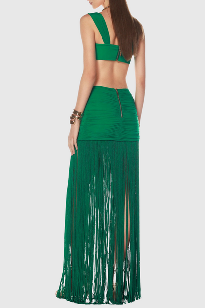 Tyonska Fringe Ruched Two Piece Set