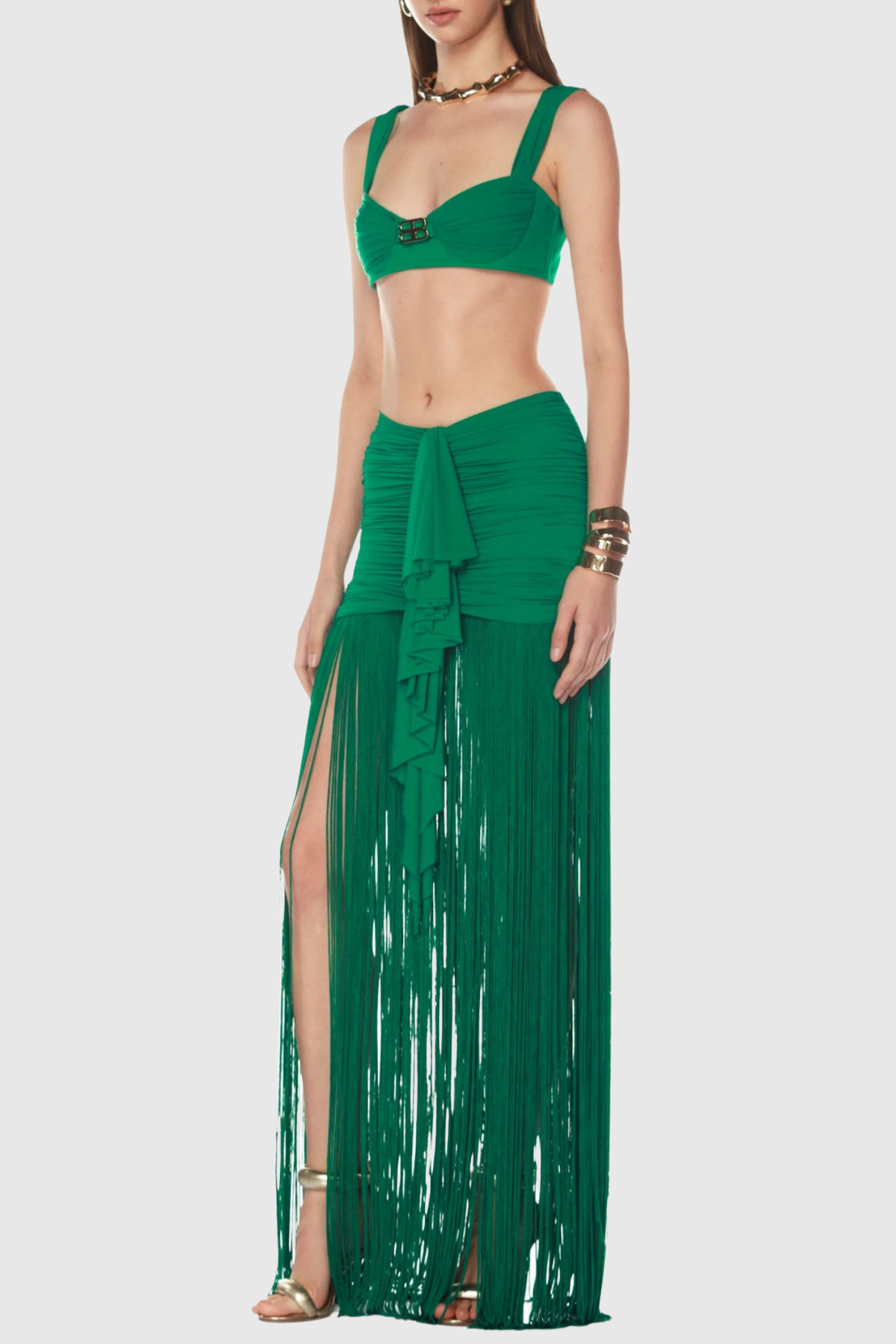 Tyonska Fringe Ruched Two Piece Set
