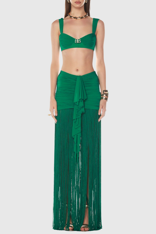 Tyonska Fringe Ruched Two Piece Set