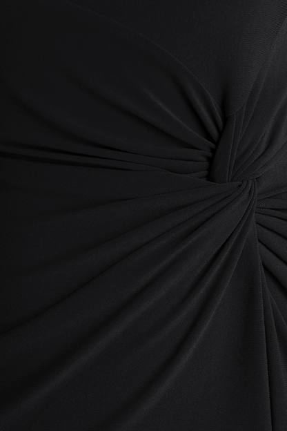 Vallea Cape Sleeves Split Maxi Dress - Black