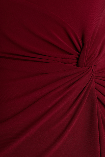 Vallea Cape Sleeves Split Maxi Dress - Wine