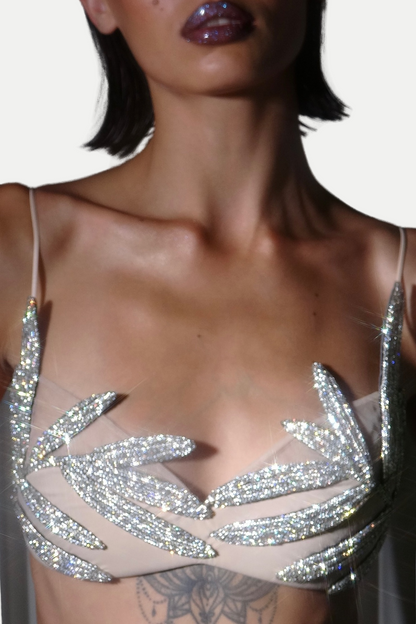 Vieby Leaf Crystal Bralette - Apricot
