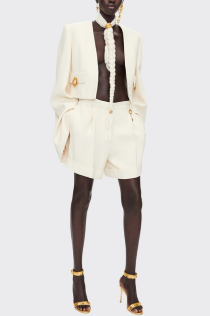 Wynta Collarless Jacket - White