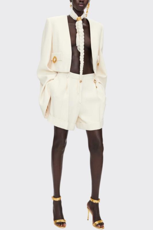 Wynta Collarless Jacket - White