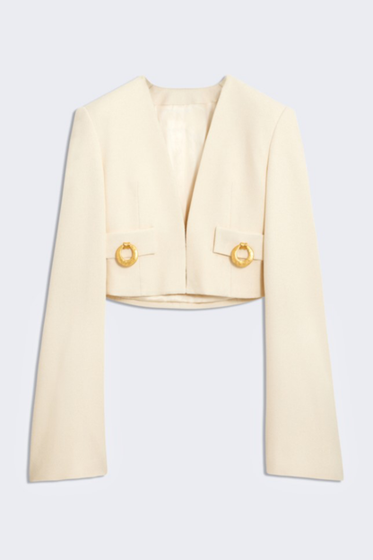 Wynta Collarless Jacket - White