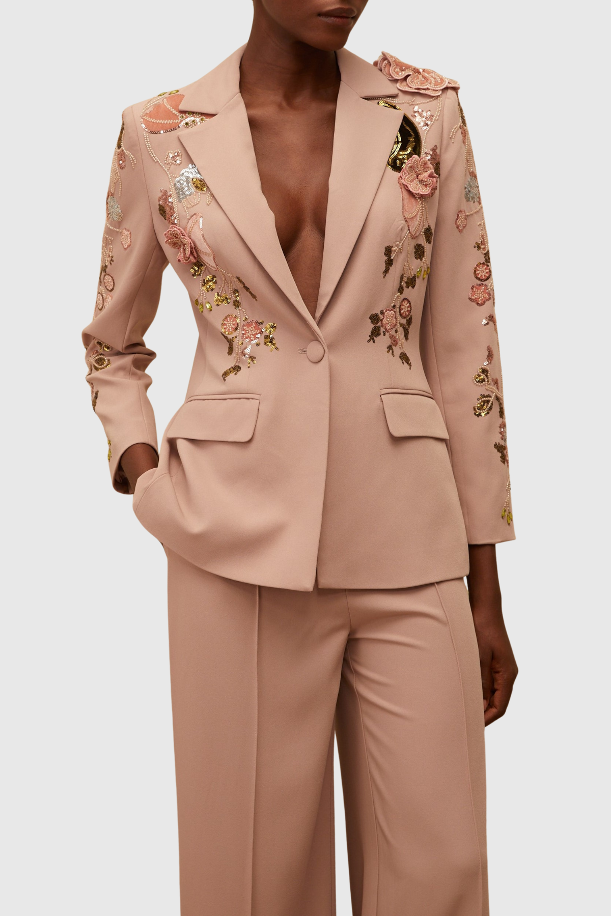 Yaval Floral Embroidered Blazer & Trousers Set