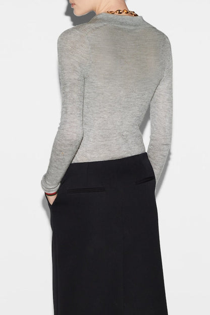 Zana Ribbed-knit Polo Top