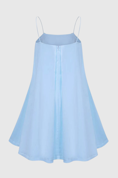 Zaniah Floral Embroidered Satin Mini Dress - Blue