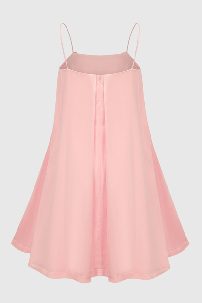 Zaniah Floral Embroidered Satin Mini Dress - Pink