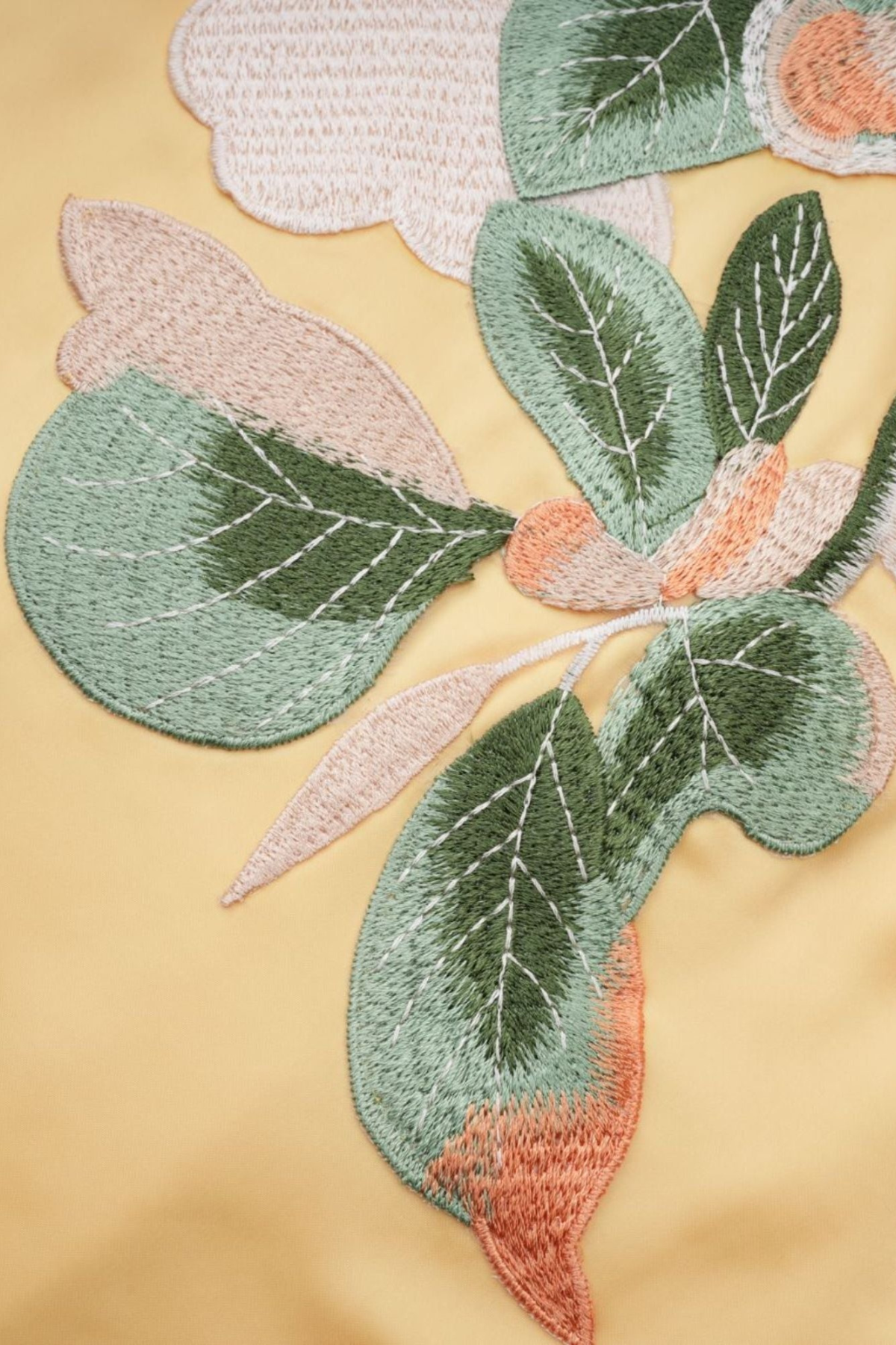 Zaniah Floral Embroidered Satin Mini Dress - Yellow