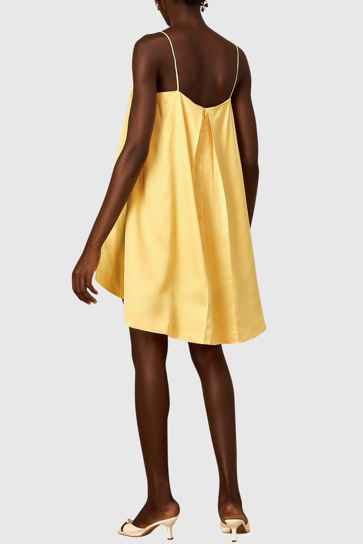 Zaniah Floral Embroidered Satin Mini Dress - Yellow